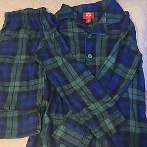 Family Pajamas Kids Blue and Green Plaid Set